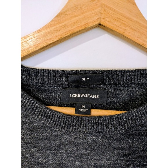 J. Crew Men's Textured Cotton Crewneck Sweater Size Medium Heathered Indigo - Picture 3 of 3